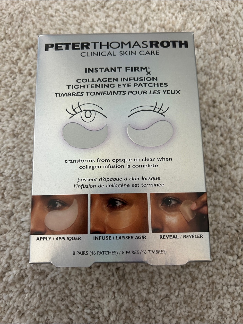 Peter Thomas Roth Instant FIRMx Collagen Eye Patches — White & Silver Packaging